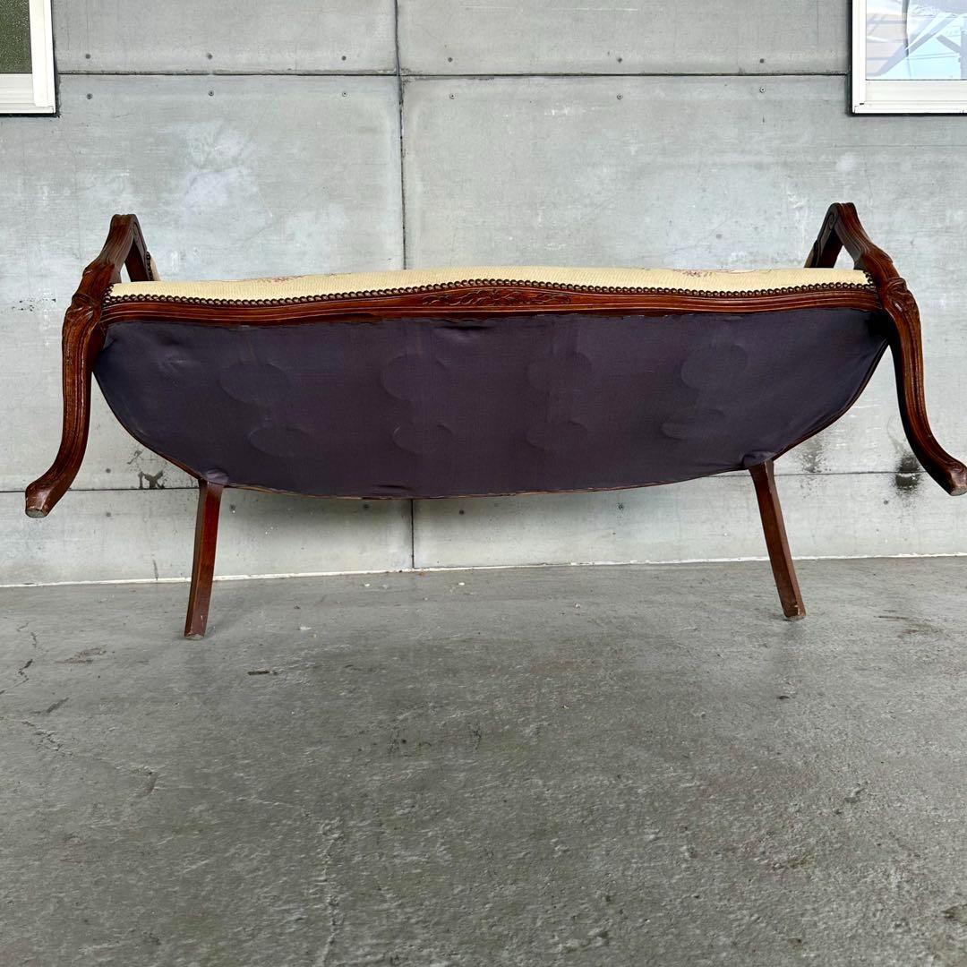 ✦王室気分✦ ロココ調アンティーク イタリア製　ゴブラン織　猫脚 ベンチソファー