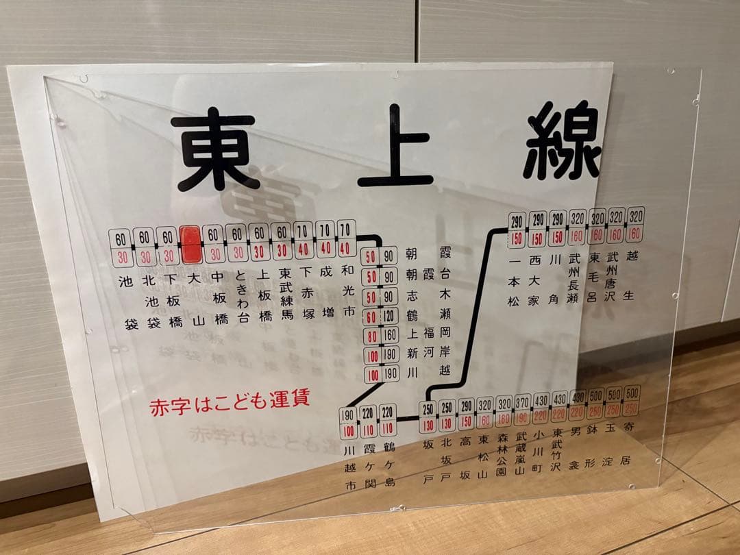 東武東上線　大山駅券売機運賃表2枚
