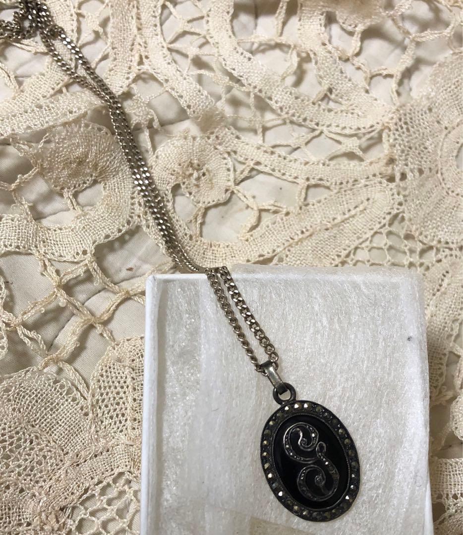 ocaille アンティーク　ヴィンテージ オニキス？ネックレス　マーカサイト