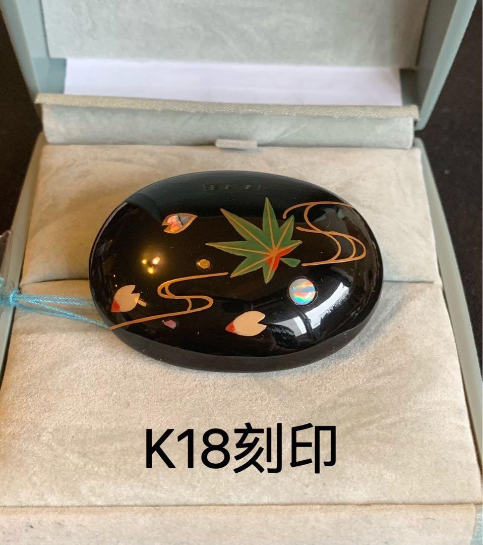 K18 刻印　帯留め　美品　蒔絵アンティーク懐古調
