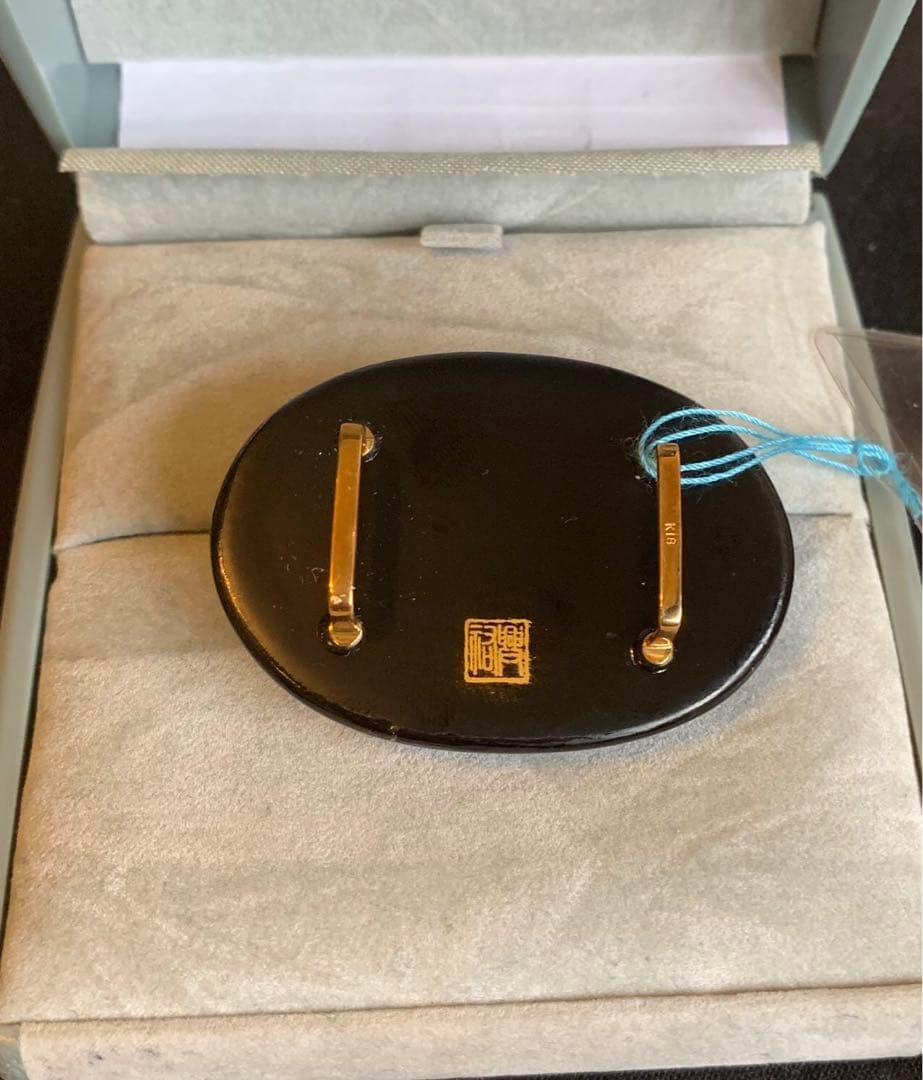 K18 刻印　帯留め　美品　蒔絵アンティーク懐古調