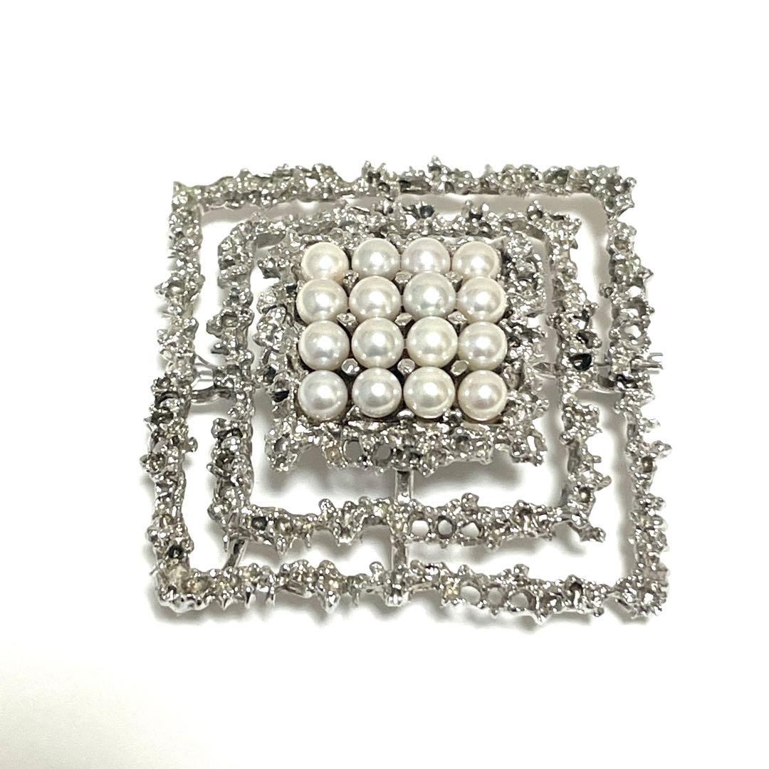 美品✨田崎真珠　TASAKI タサキ パール　ブローチ　コサージュ　スクエア