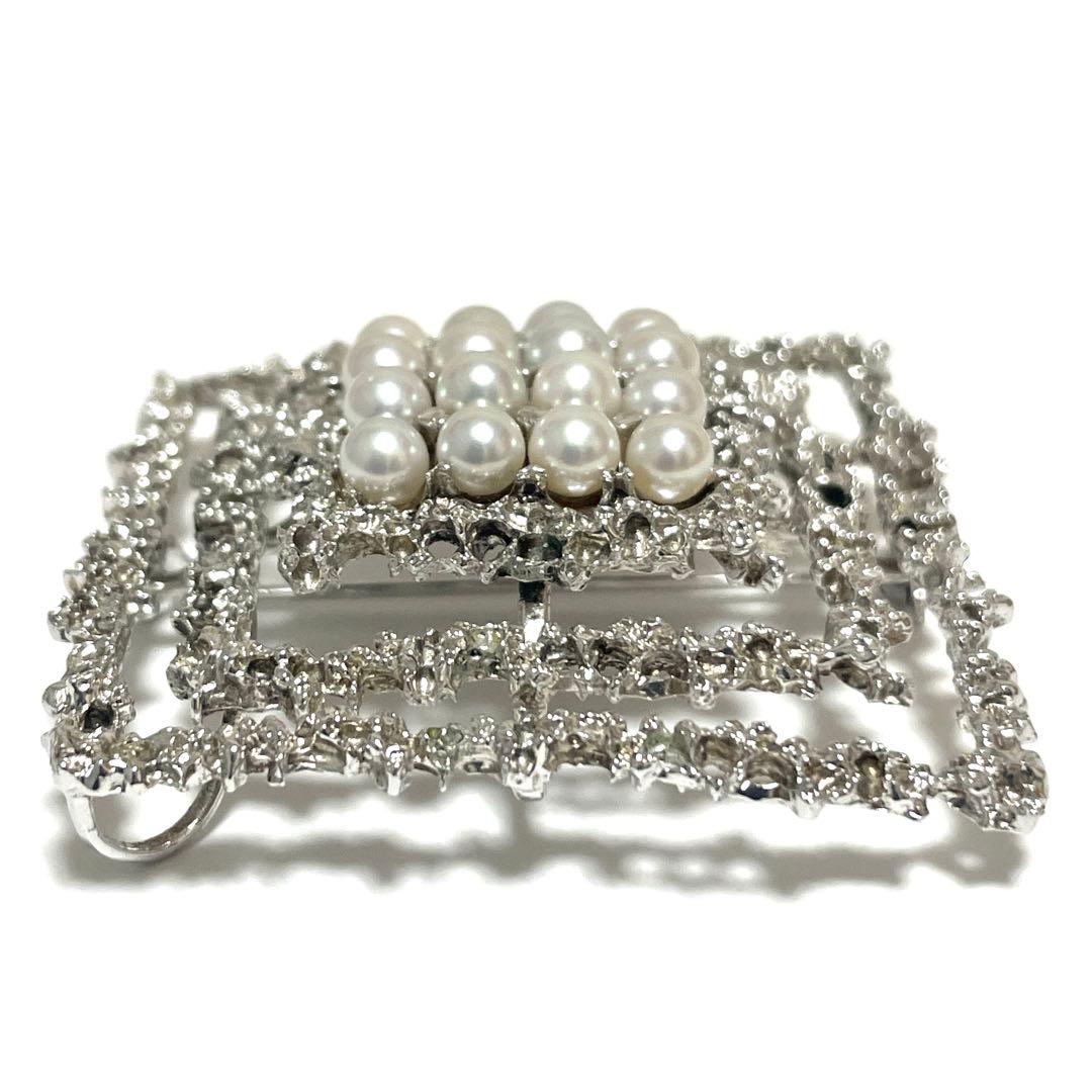 美品✨田崎真珠　TASAKI タサキ パール　ブローチ　コサージュ　スクエア