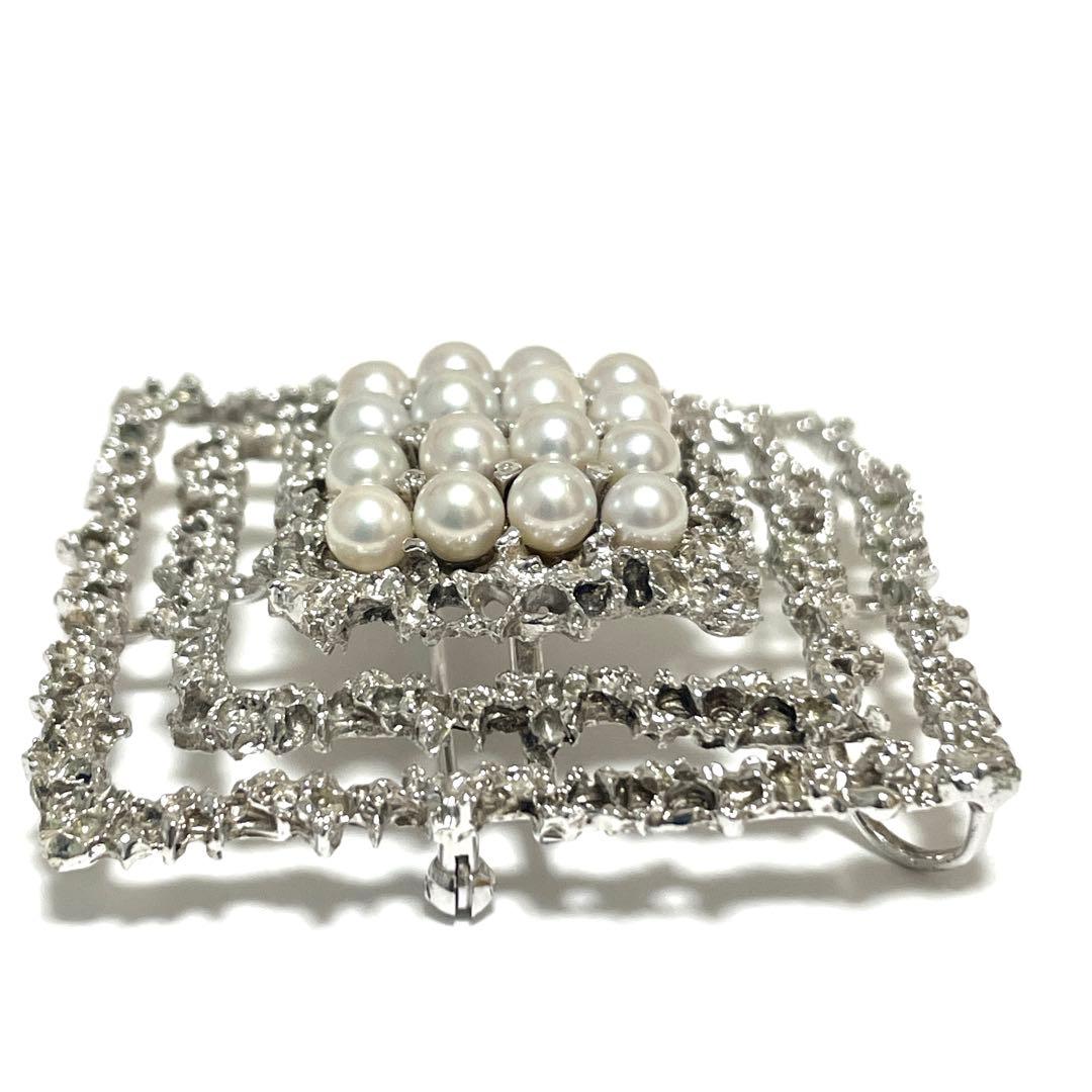 美品✨田崎真珠　TASAKI タサキ パール　ブローチ　コサージュ　スクエア