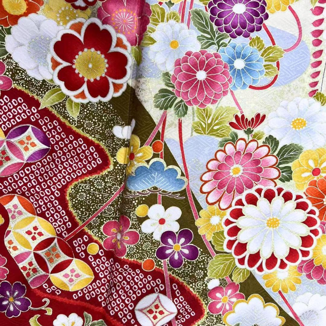 ≪早い者勝ち≫【美品】 振袖セット 成人式 正絹 古典柄 振袖 赤 S*11 ●