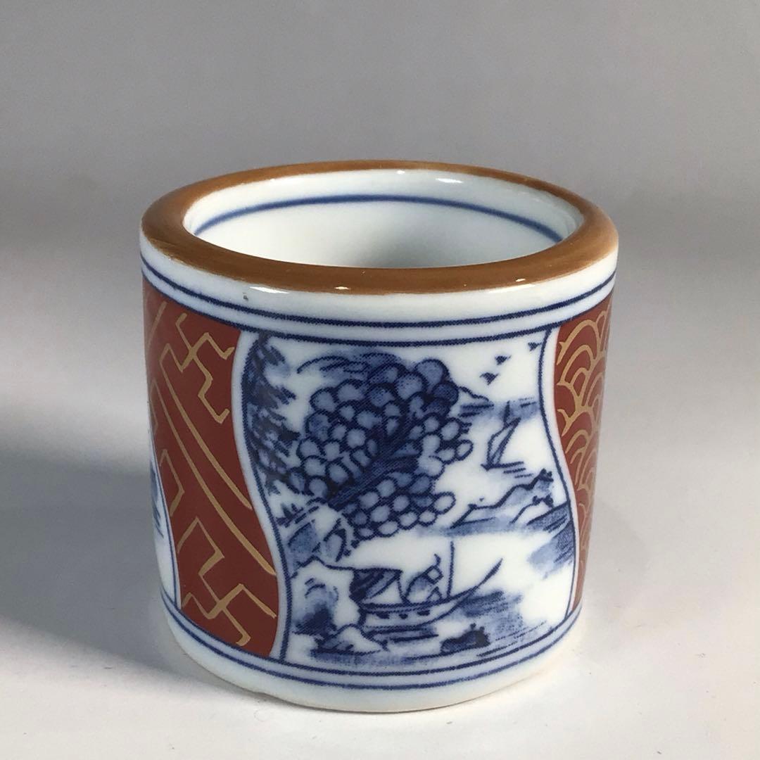 Ｎ７１　皆具　『清宝造』『染付金蘭手山水文』『水指　建水　蓋置　杓立』　共箱