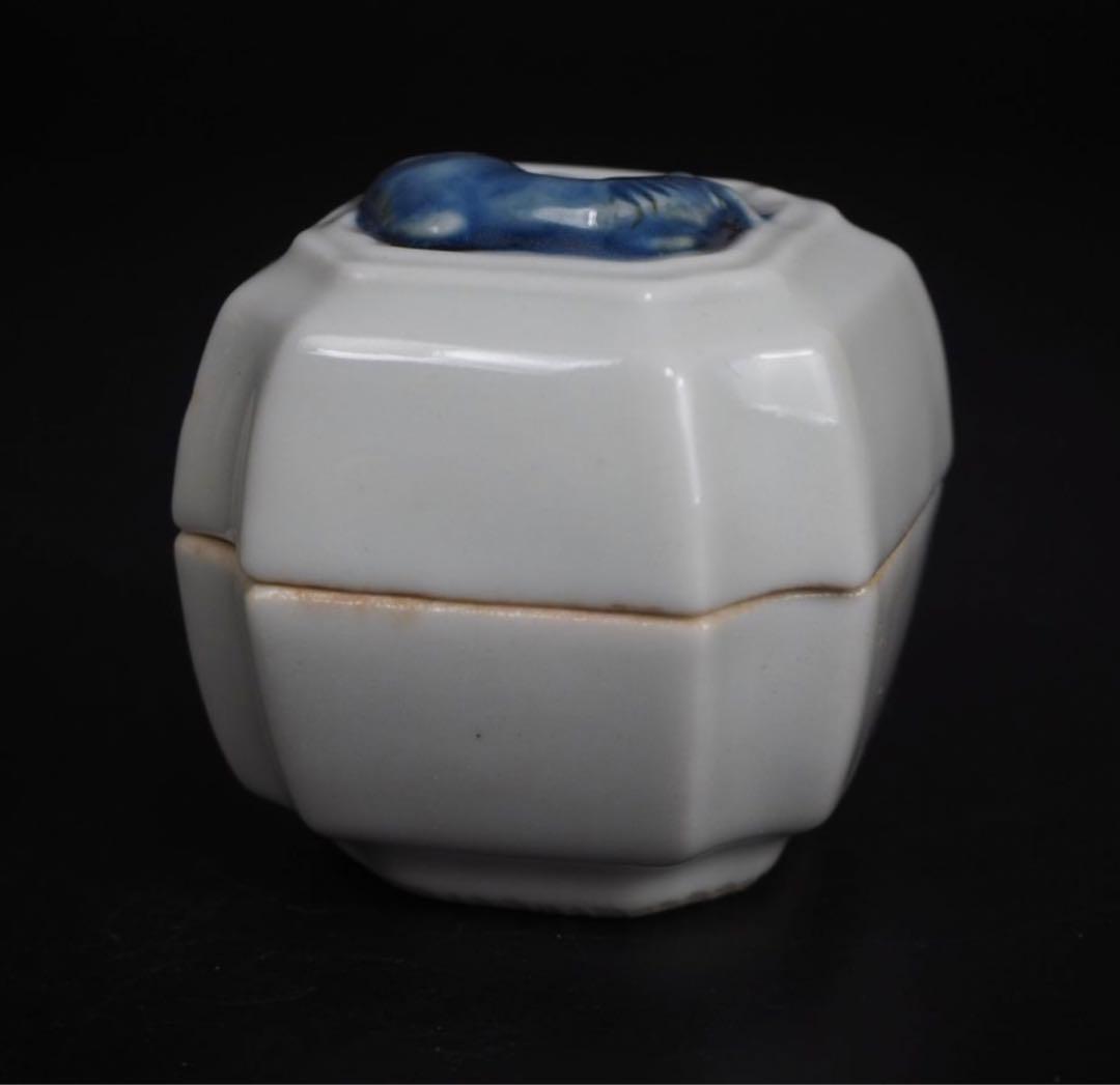 送料無料　篩月庵　三浦竹泉造 青華牛香合　共箱・共布　茶道具華道具