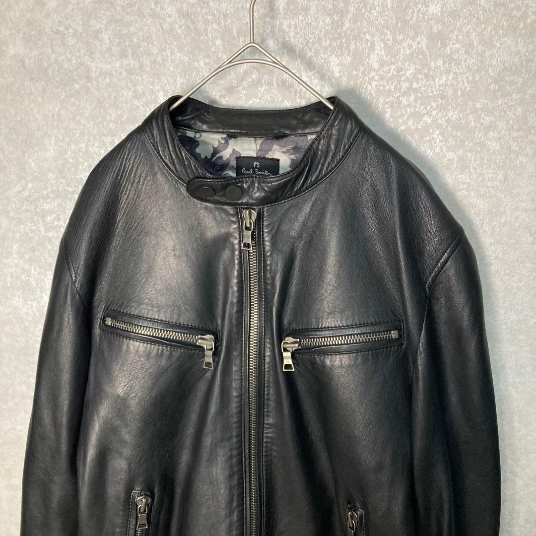 【美品】ポールスミス　PaulSmith　レザージャケット　ラム　ペイズリー