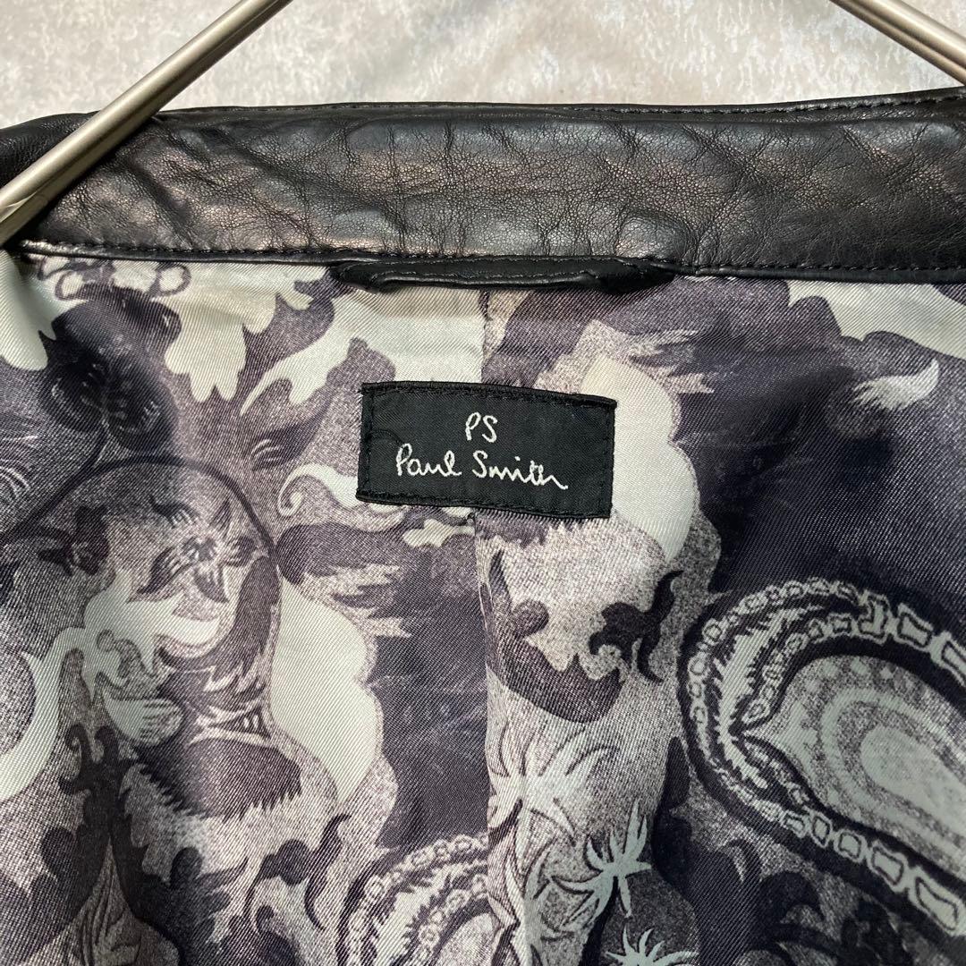 【美品】ポールスミス　PaulSmith　レザージャケット　ラム　ペイズリー