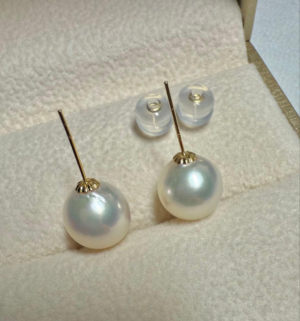 B608 アコヤ本真珠　18k金　ピアス　本物　海水 真珠　パール