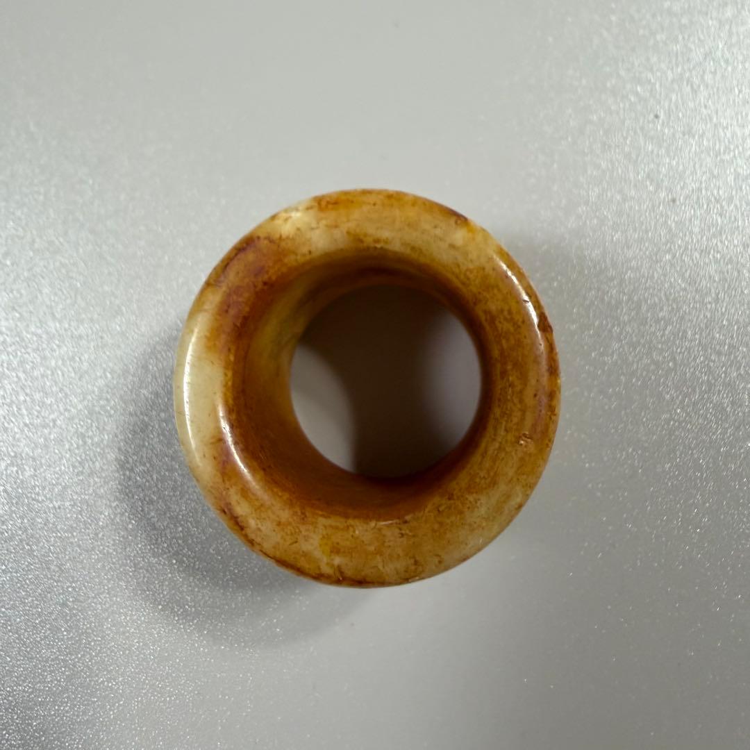 天然石　扳指　吉祥紋細工彫刻　時代物