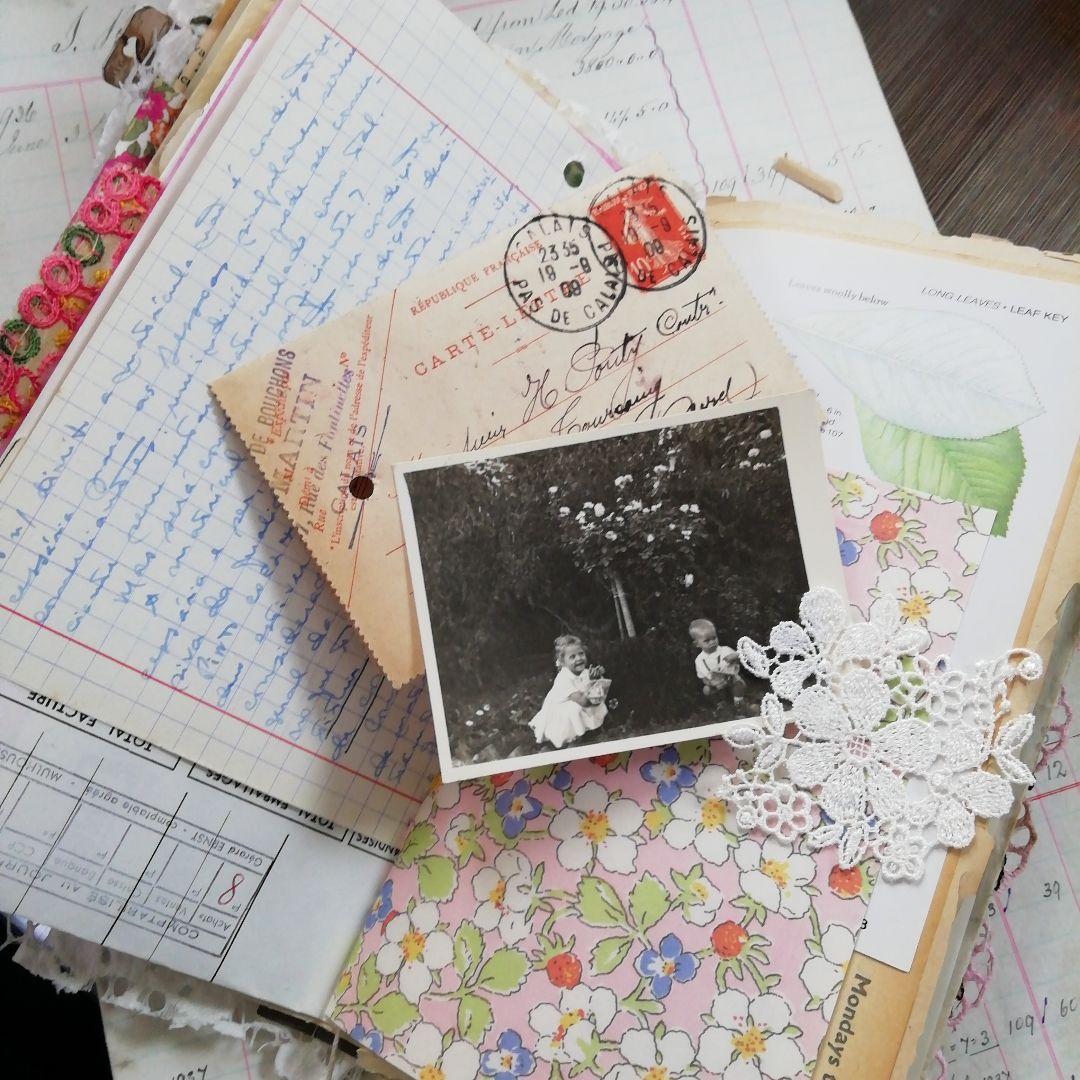 vintage pinkジャンクジャーナル　雑記帳　ヴィンテージ　お花と子ども