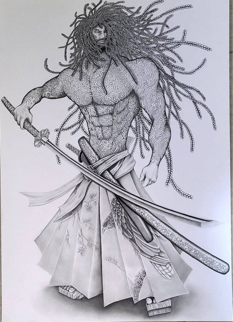 オリジナル　侍(鉛筆画)