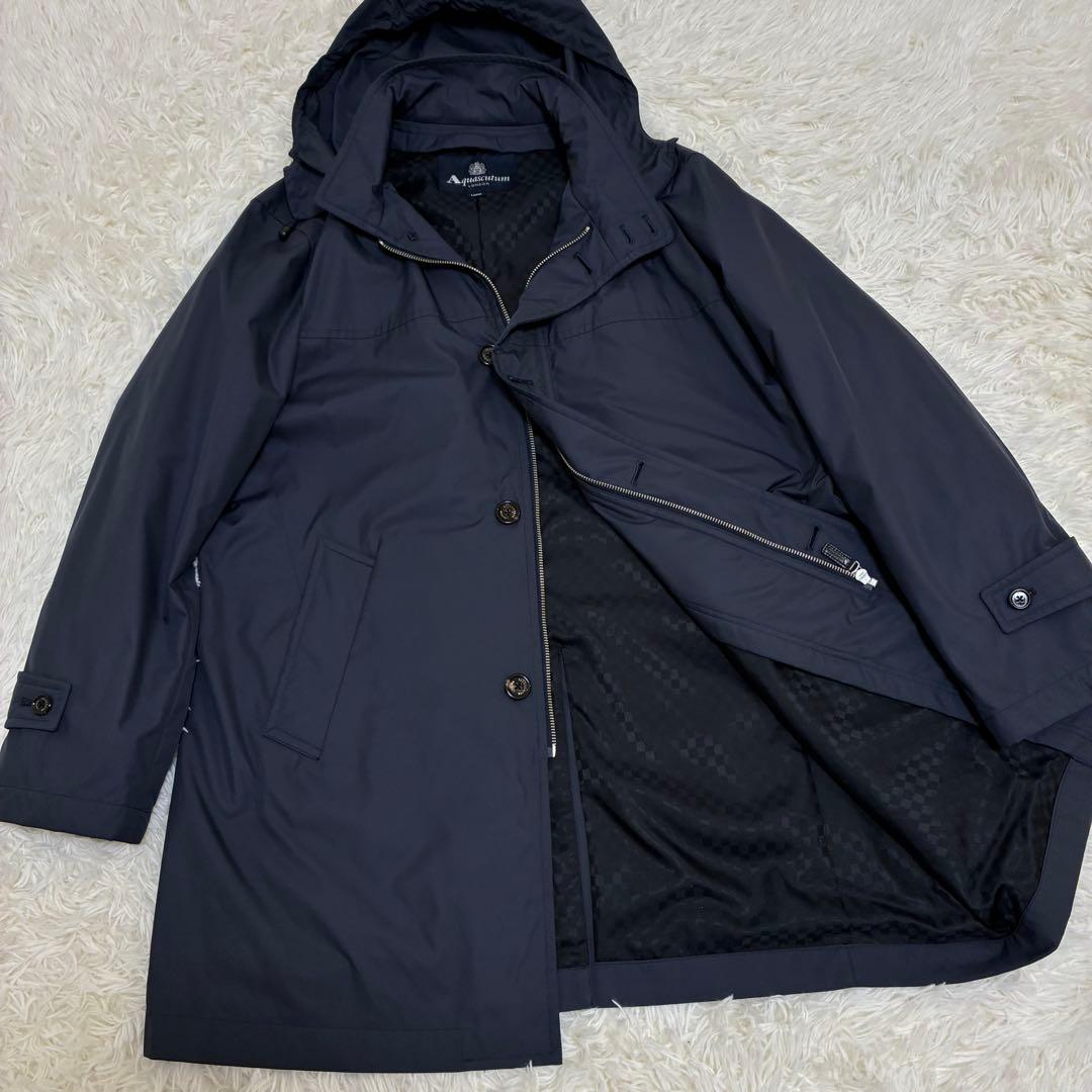 Aquascutum　アクアスキュータム　コート　ライナーなし　ネイビー　フード