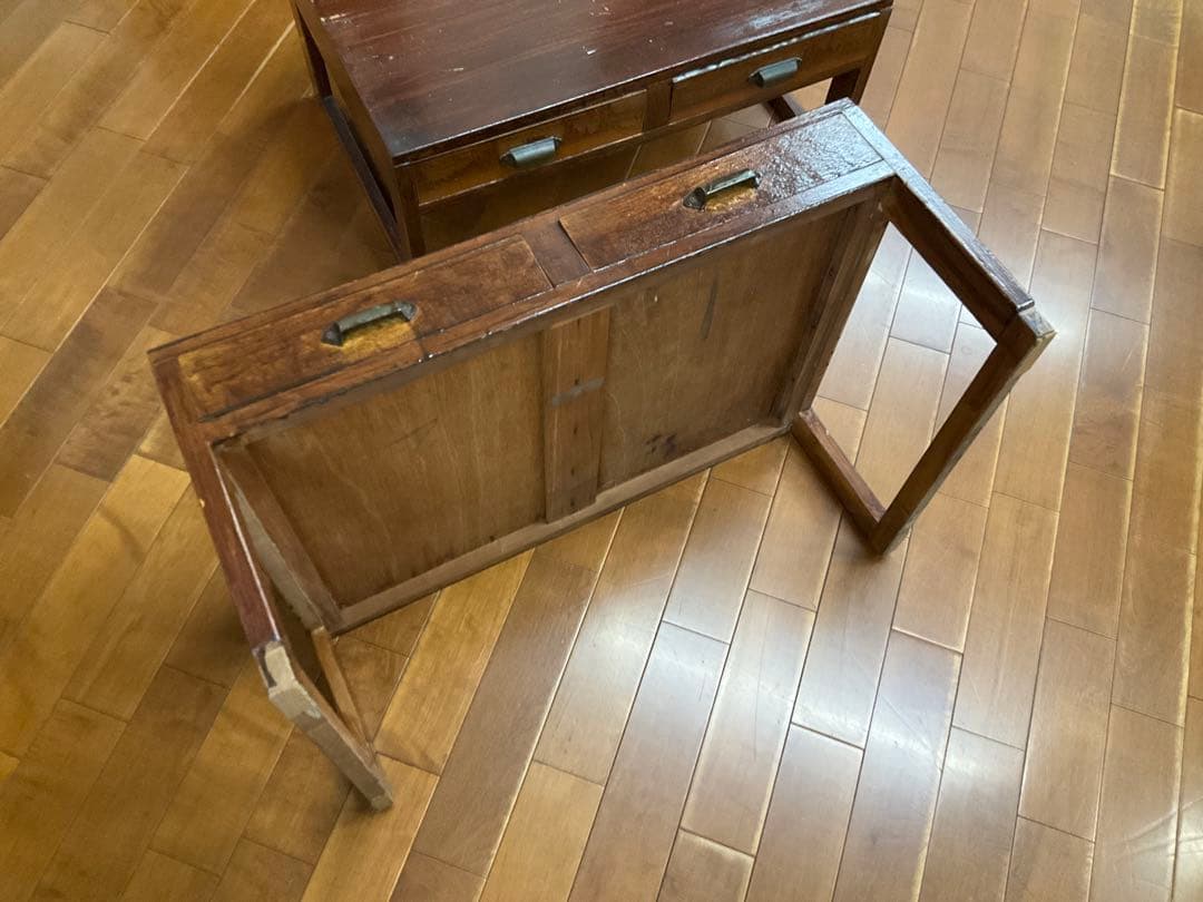 木製座卓 ダークブラウン 2引き出し