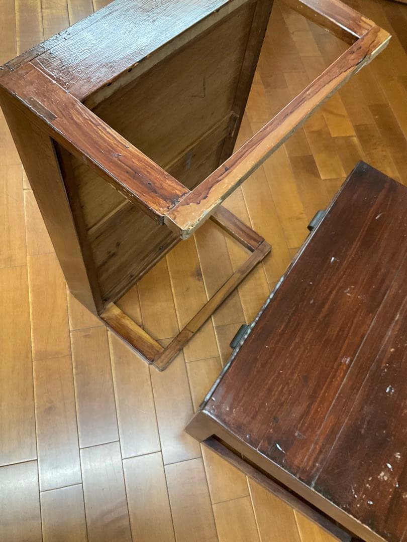 木製座卓 ダークブラウン 2引き出し