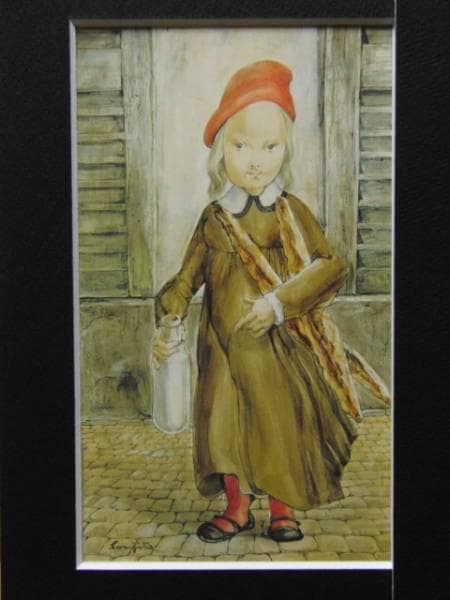 藤田嗣治、【小さな主婦 】、希少な限定額装用画集画、新品高級額 額装付