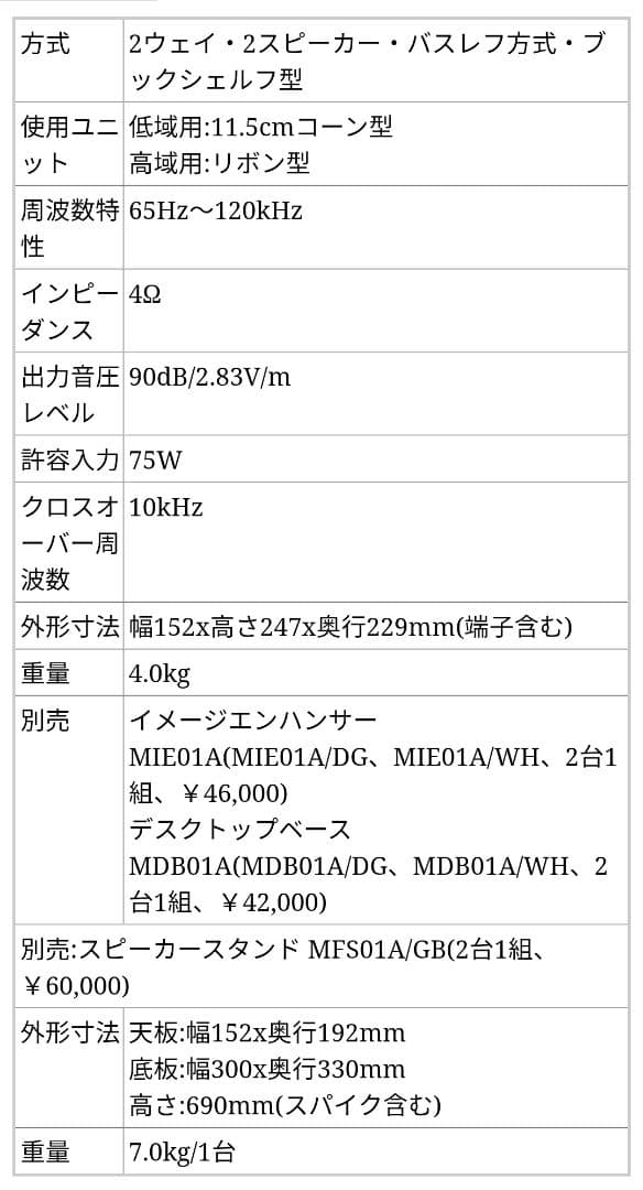mhi Evidence MM01A スピーカー一式
