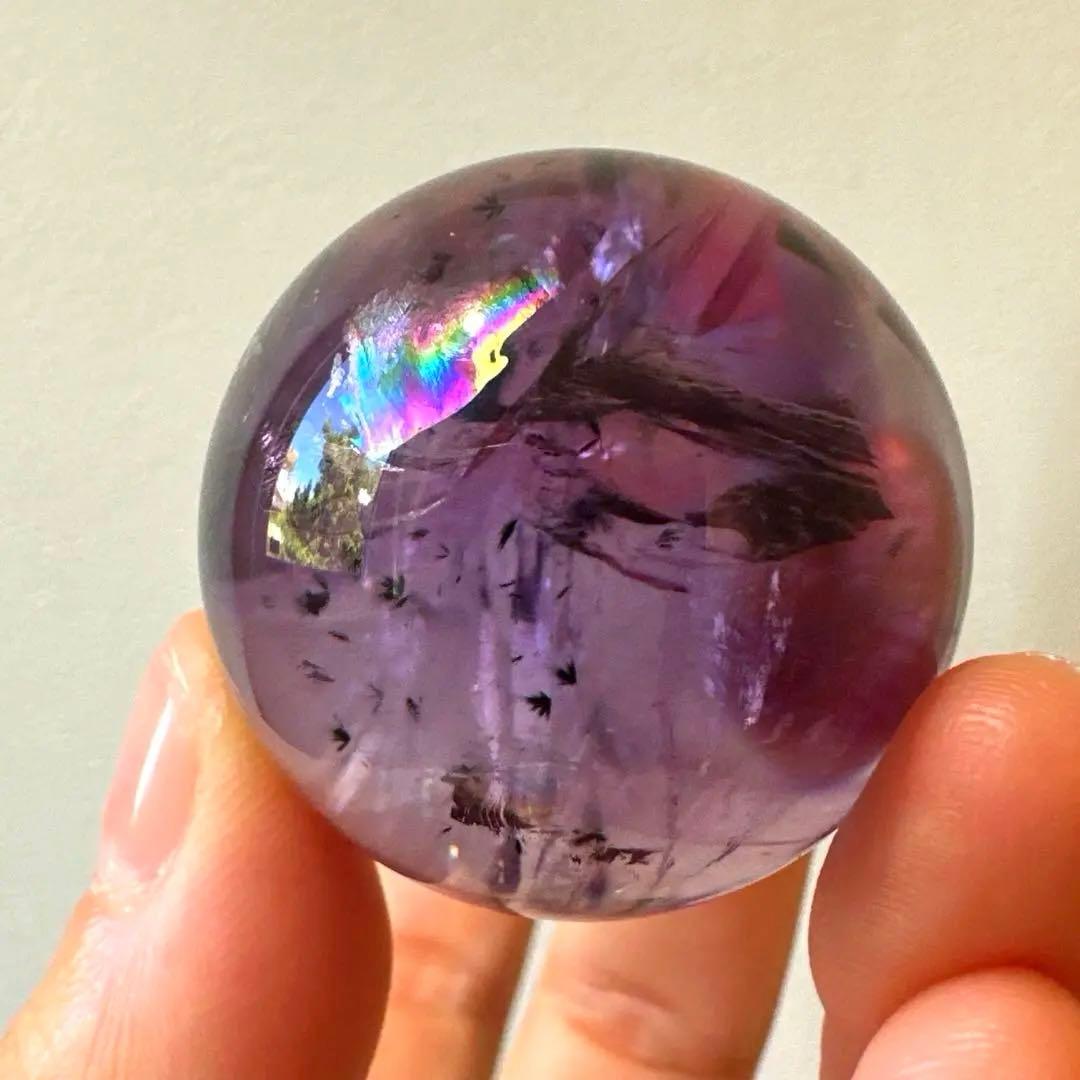アメシスト　スフィア　高品質　ホーランダイト　虹　ファントム