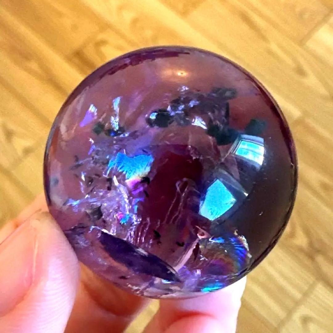 アメシスト　スフィア　高品質　ホーランダイト　虹　ファントム