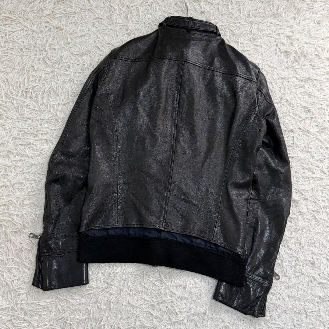 17094✨ミハラヤスヒロ シングルライダースジャケット ディアスキン ブラック