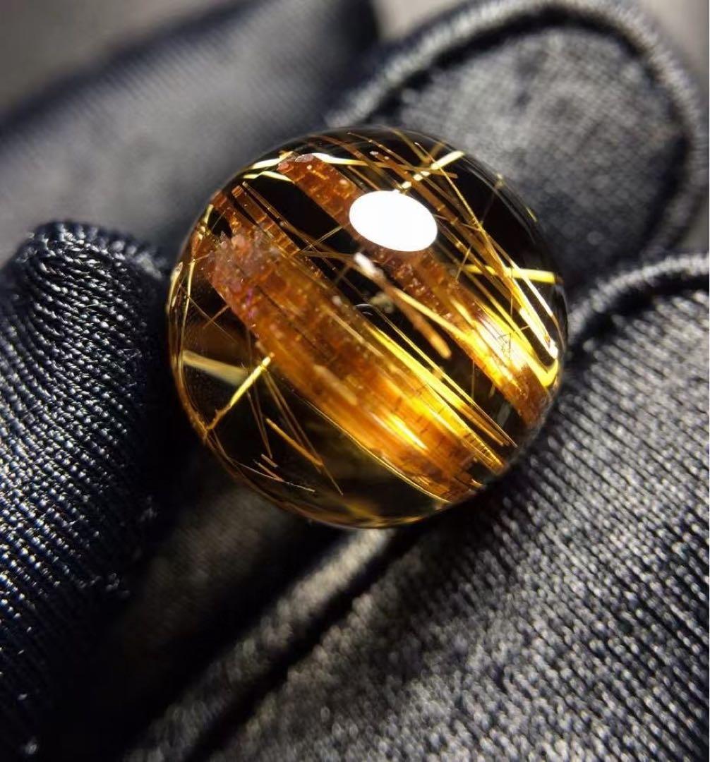 ⭐︎天然銅色ゴールドルチルクオーツ 丸玉 14.9mm 4.6g