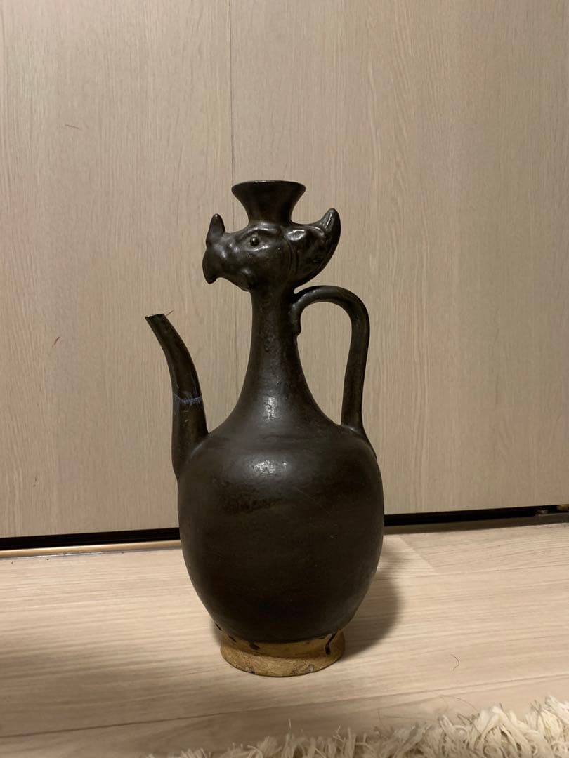 黒釉鳳首水注　唐・宋　磁州窯　シルクロード　中国美術