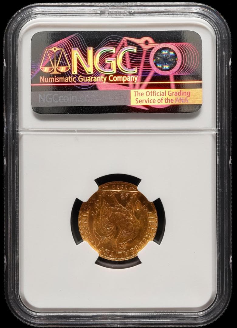 NGC-MS63　フランス マリアンヌ　金貨　第三共和政 20フラン 1910