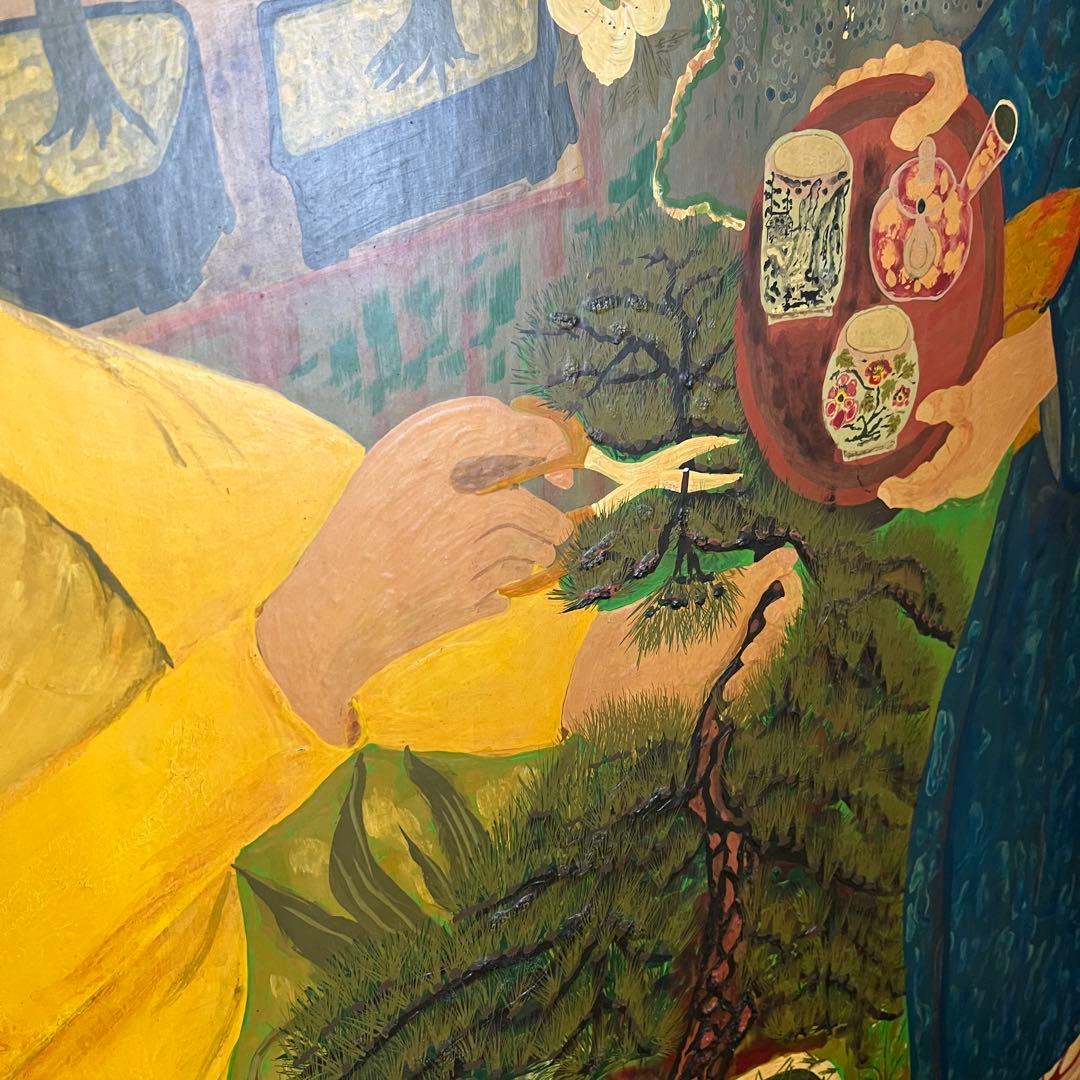 【蔵出し】特大 額縁 額装 絵画 「あねさん女房」作者不明 人物画 アート 作品