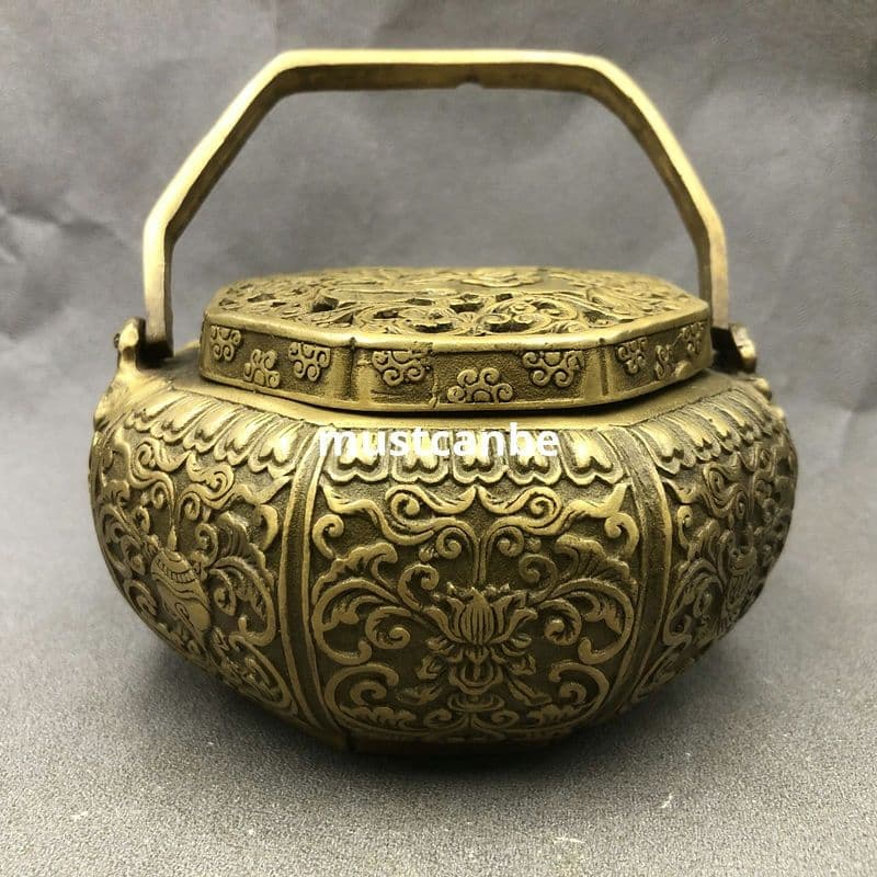 銅器 銅炉 暖手炉 香炉 提梁炉 香道具 工芸品 置物