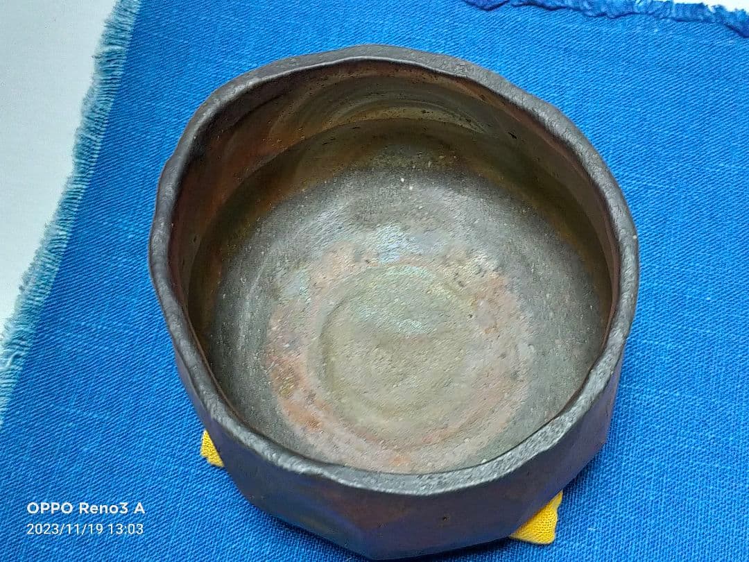 備前焼 各見政峯作 面取茶碗