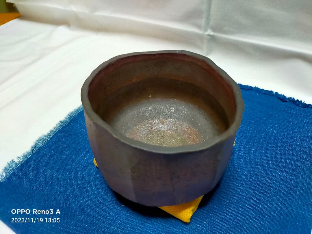 備前焼 各見政峯作 面取茶碗