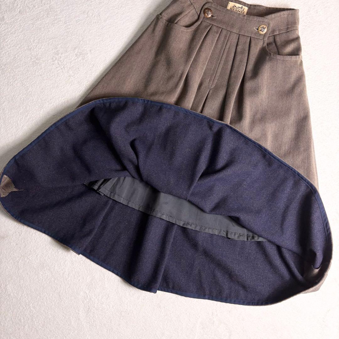 希少✨️ホルンボタン エルメス フレアスカート ウール 36