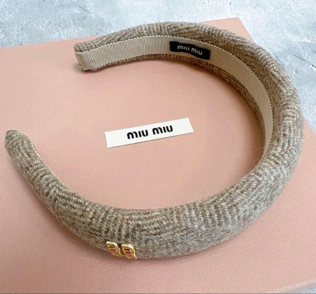 miumiu シェブロンウールヘッドバンド