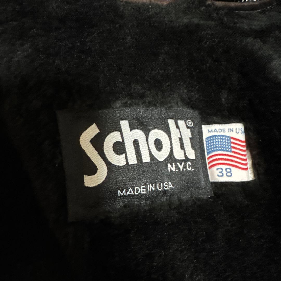 美品✨schott ヴィンテージ シングルライダース 牛革　38 黒 ライナー