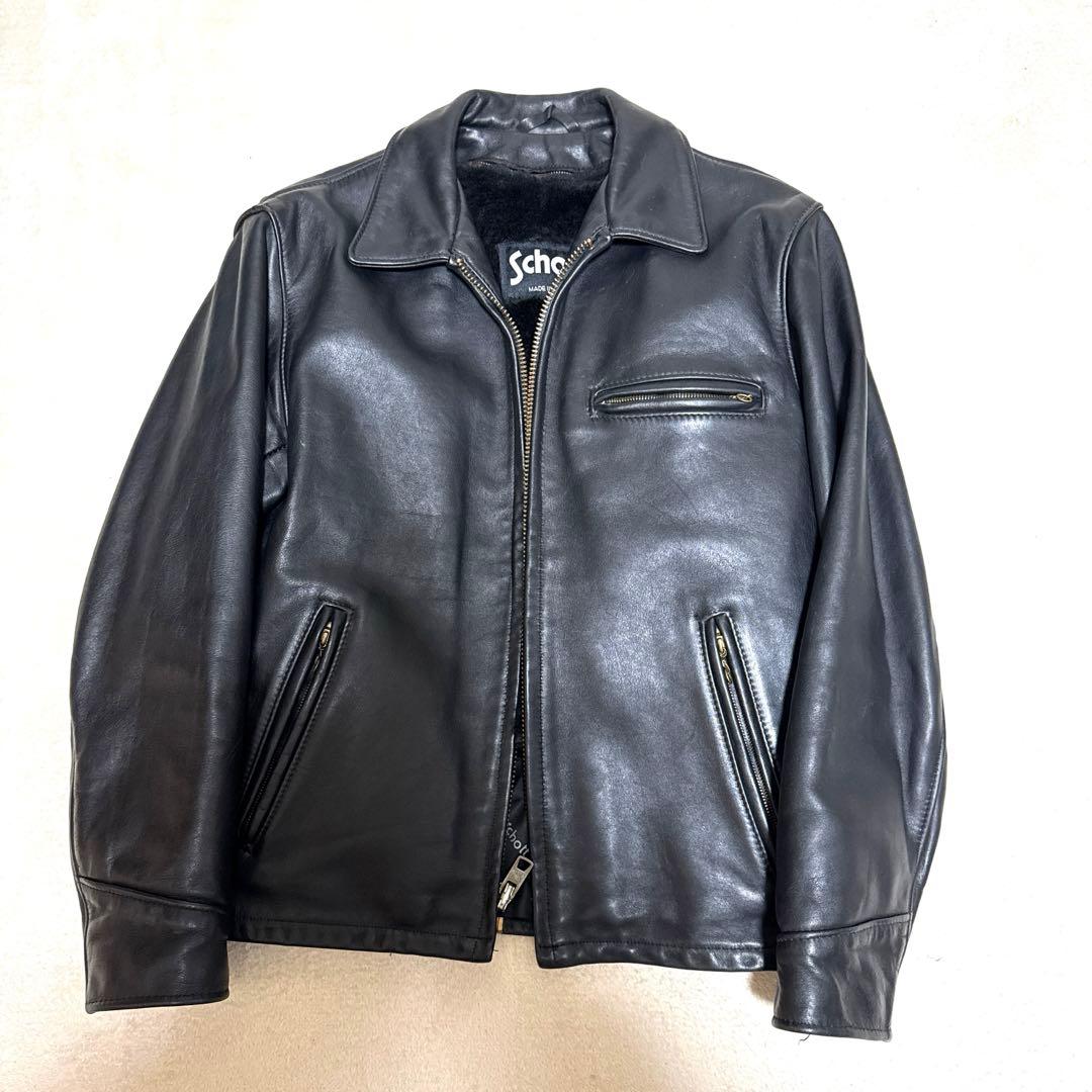 美品✨schott ヴィンテージ シングルライダース 牛革　38 黒 ライナー