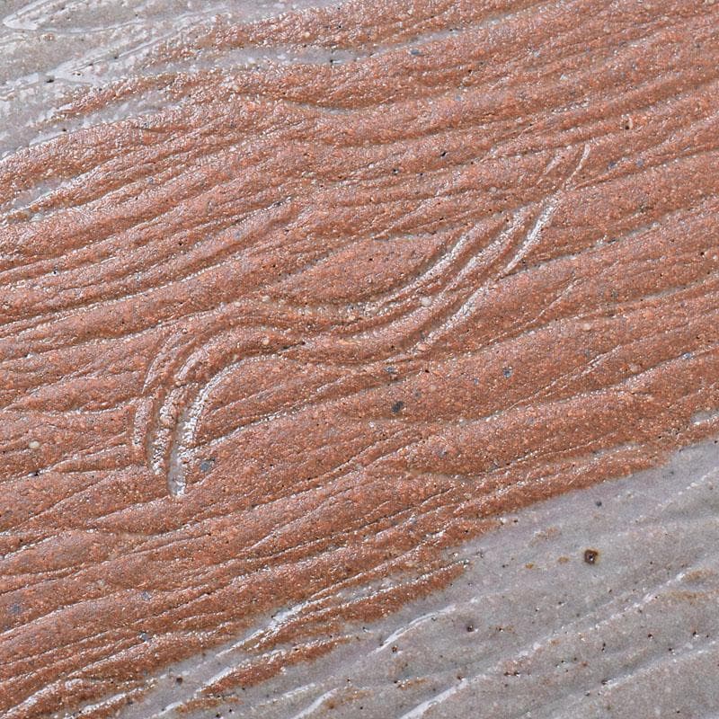 和食器　三郷焼　峯岸良尚作　鉄絵網目文　長角皿　五客　共箱　C R9021