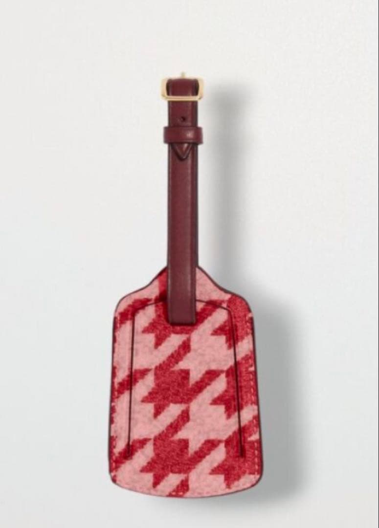 COACH コーチ　ラゲッジタグ　荷物タグ　千鳥格子柄　旅行用品　ピンク　レッド
