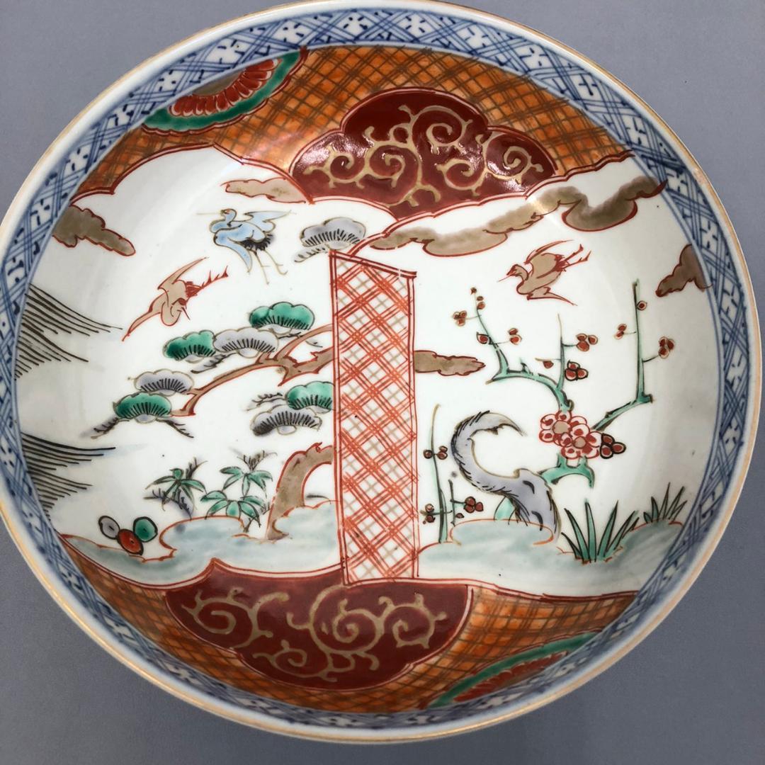 古伊万里　染錦　三つ鉢　松竹梅、鳳凰