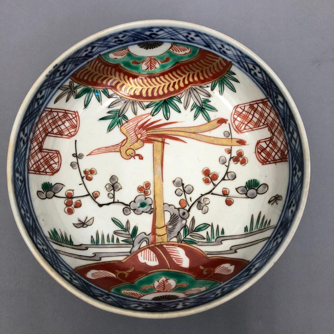 古伊万里　染錦　三つ鉢　松竹梅、鳳凰