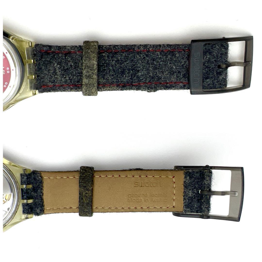 【希少】スウォッチ 自動巻き 23石 裏スケルトン 赤文字盤 腕時計 デイト