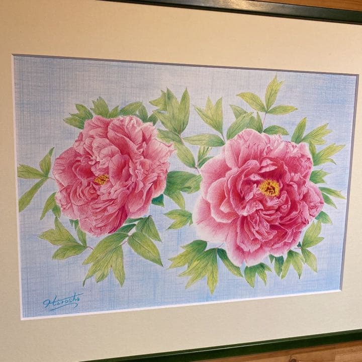 夫婦牡丹 (色鉛筆画)
