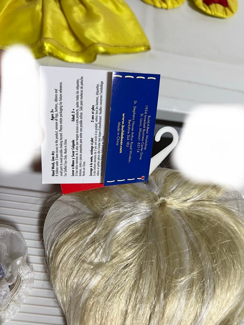 白雪姫、オーロラ姫のコスチューム　ビルドアベア　シェリーメイ ダッフィー、カツラ