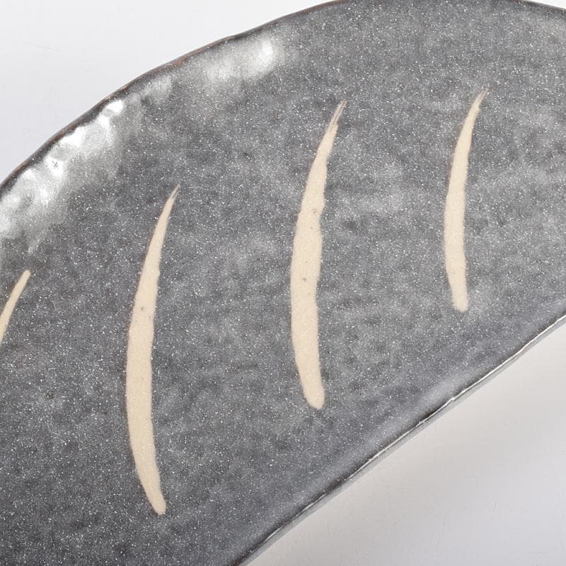 和食器　瀬戸焼　赤津焼　愛陶造　絵変わり　半月皿揃　五客　共箱　V　R7708