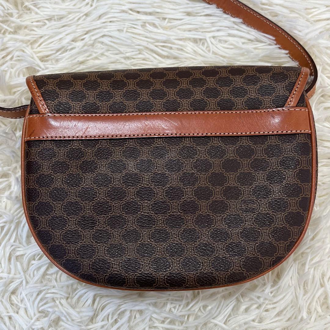 【極美品】セリーヌ ショルダーバッグ マカダム柄 フラップ PVC ブラウン