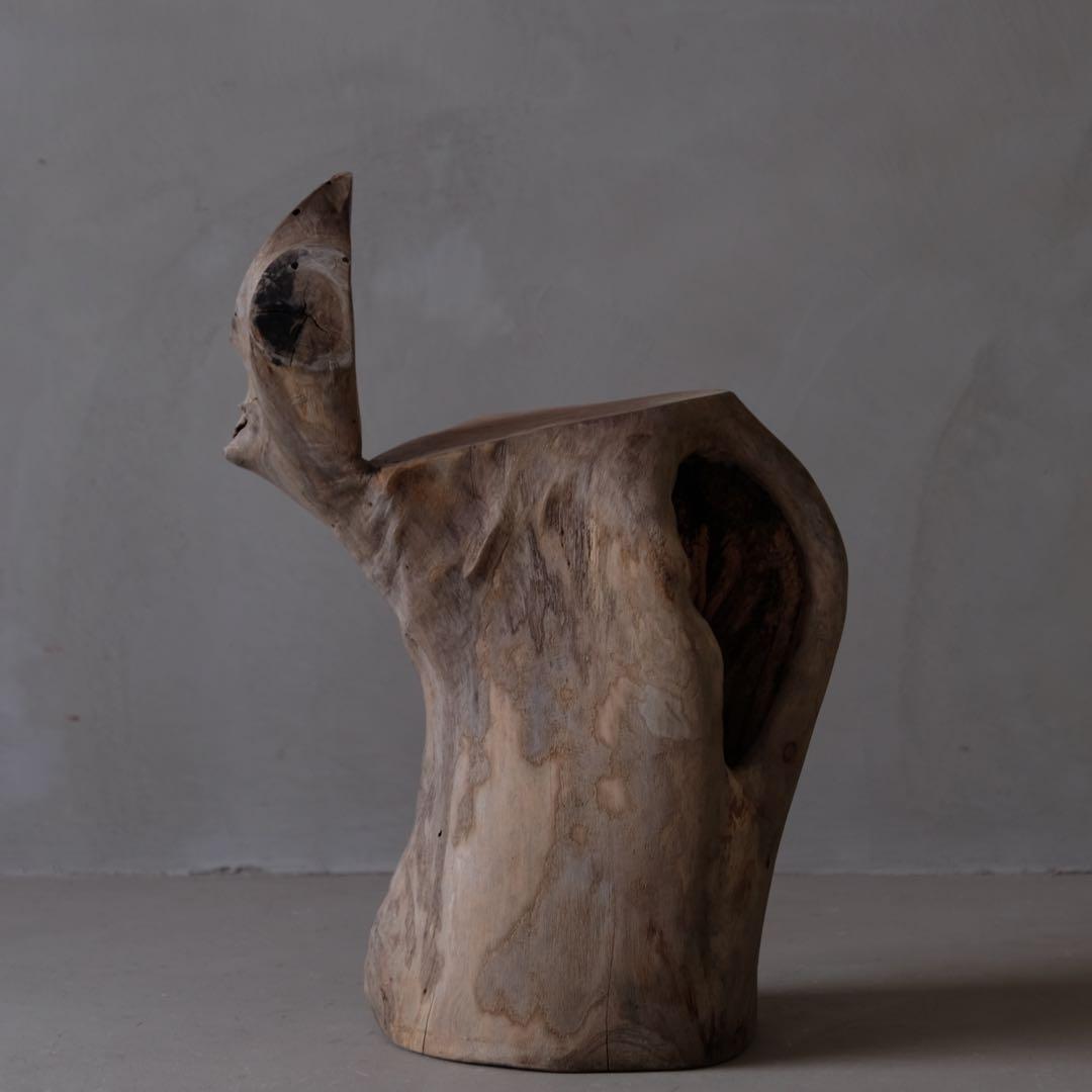 欅材 丸太スツール　椅子 チェア 古材 枯木 プリミティブ アンティーク 骨董