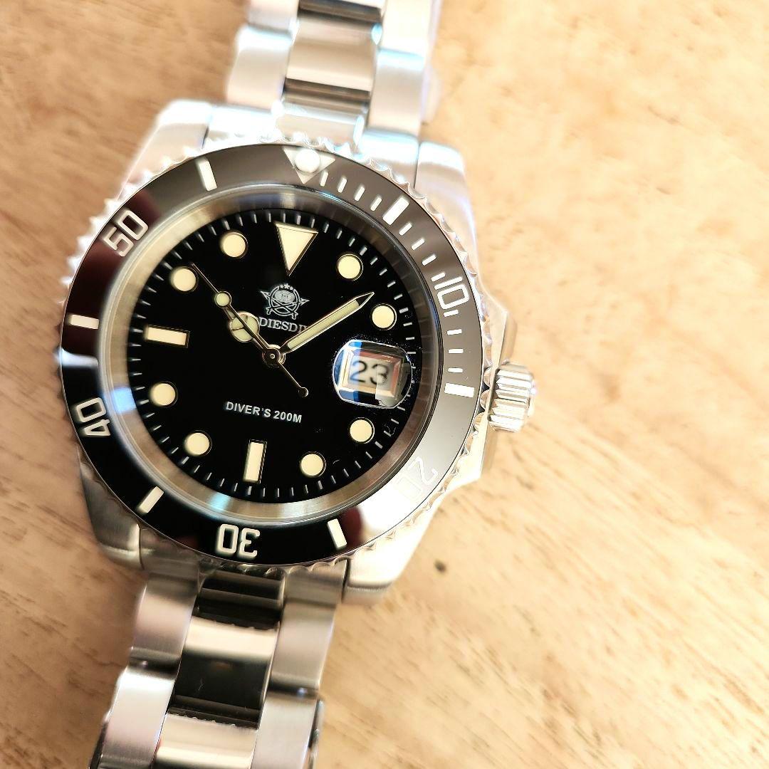 【ADDIESDIVE】ダイバーズ200M【黒】日本製クォーツムーブメント稼働品