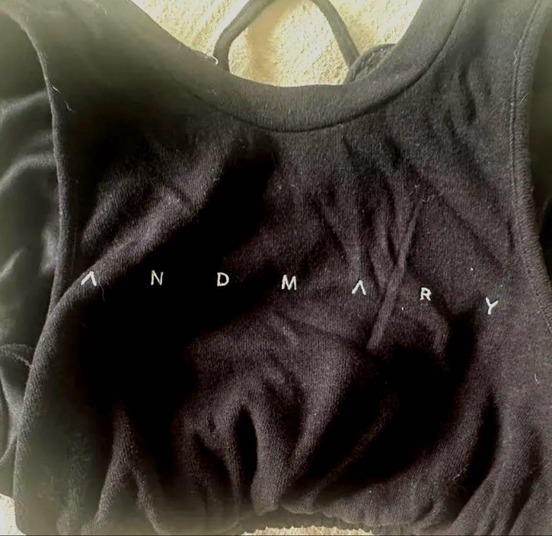 トップス ANDMARY Ami shirring logo tops black