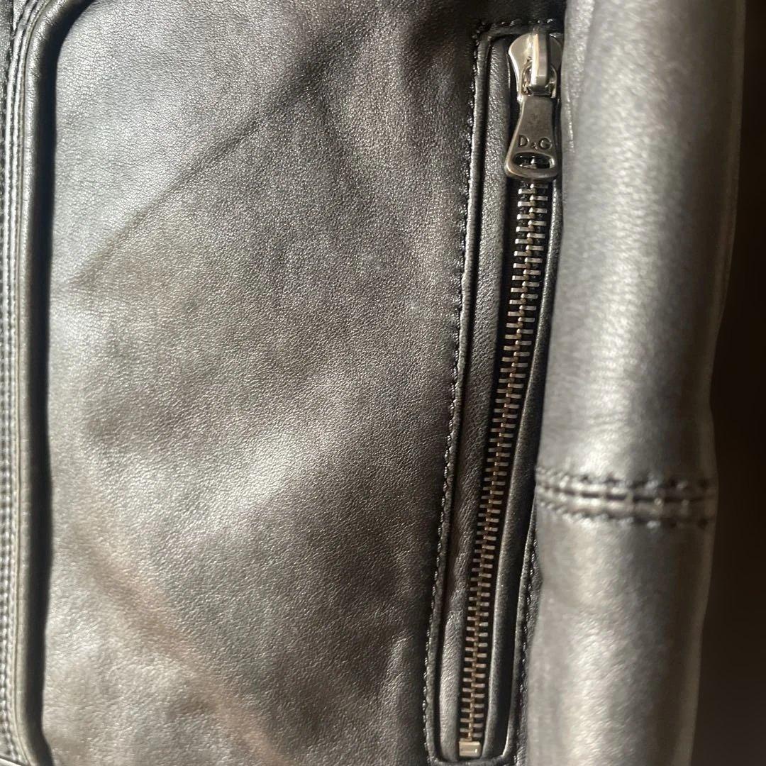 D&G ブラック レザー シングルライダースジャケット サイズ46