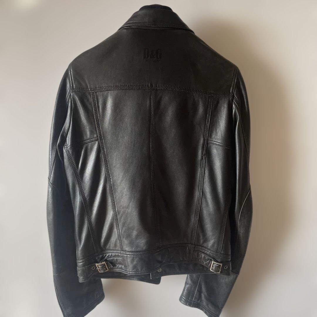 D&G ブラック レザー シングルライダースジャケット サイズ46